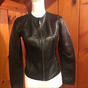H by Halston perforated leather jacket